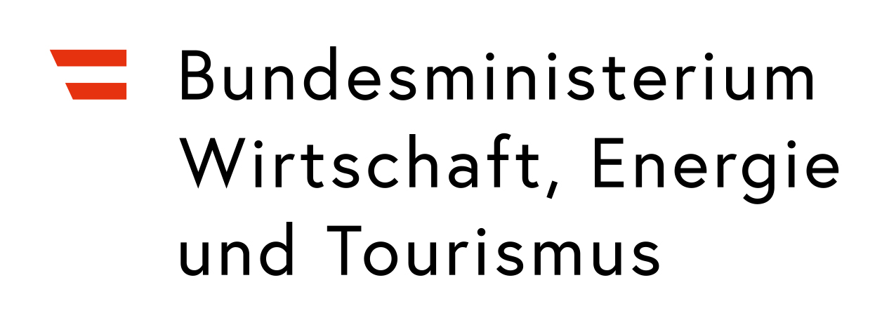 Logo mit roten Streifen, die an die österreichische Flagge erinnern, gefolgt vom deutschen Text Bundesministerium Wirtschaft, Energie und Tourismus in schwarzer Schrift auf weißem Hintergrund.