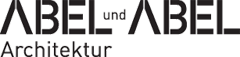 Logo mit dem Text ABEL und ABEL Architektur in moderner, schwarzer, geometrischer Schrift auf weißem Hintergrund. Das Wort Architektur erscheint kleiner unter dem größeren ABEL und ABEL.