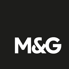 Weißer M&G-Text in fetten Großbuchstaben steht zentriert auf einem schwarzen Hintergrund.