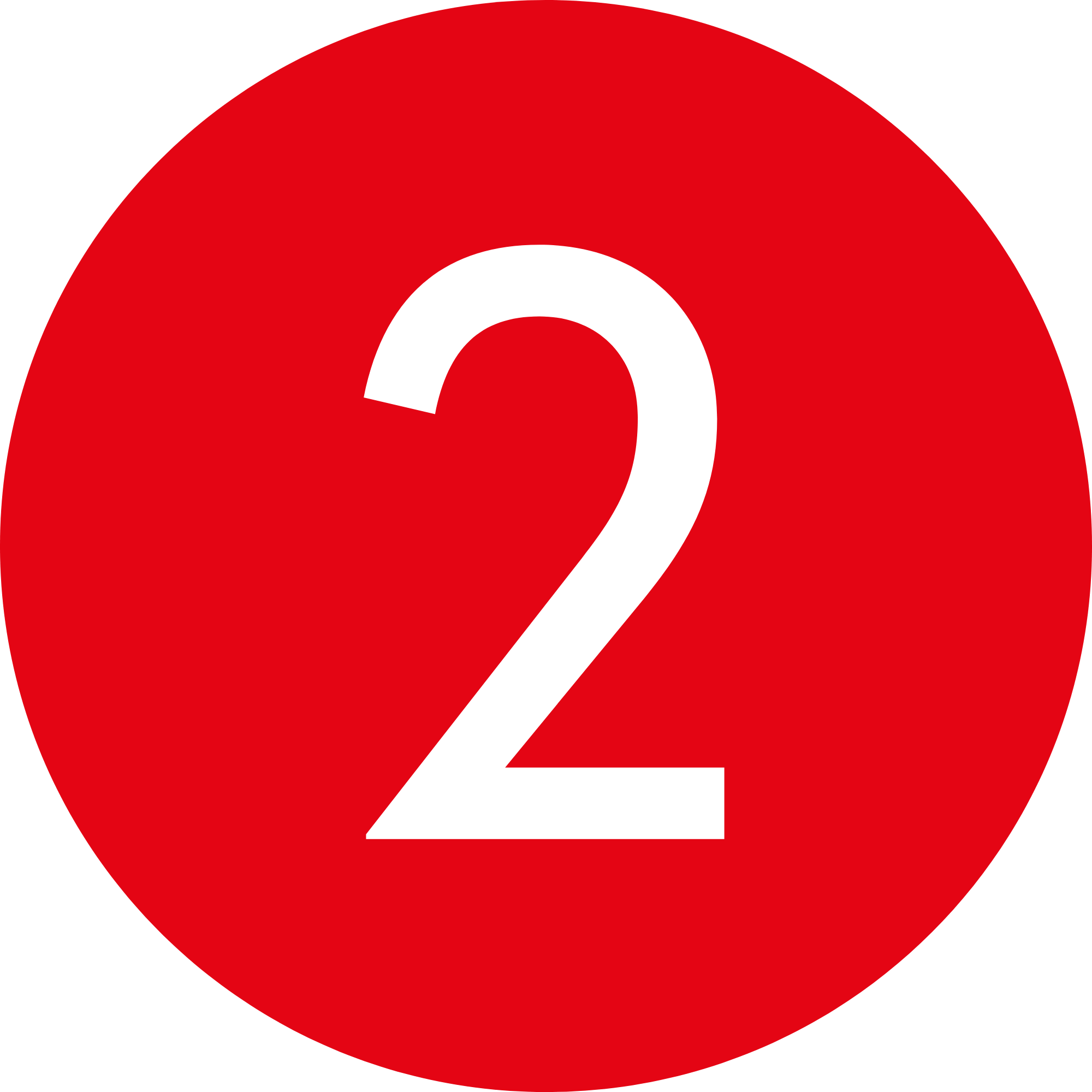 Eine große weiße Zahl 2 steht in der Mitte eines durchgehenden roten Kreises mit hellgrauem Hintergrund und repräsentiert den Gipfel der kreativen Transformation.