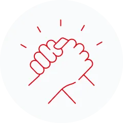 Ein Logo von sich gegenseitig haltenden Händen.