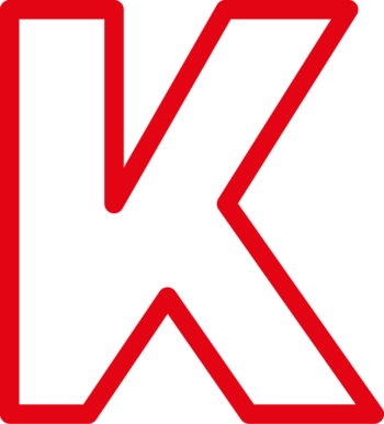 Ein markanter, roter Großbuchstabe „K“ auf weißem Hintergrund symbolisiert den dynamischen Geist der Kreativwirtschaft und ihre Innovationskraft.